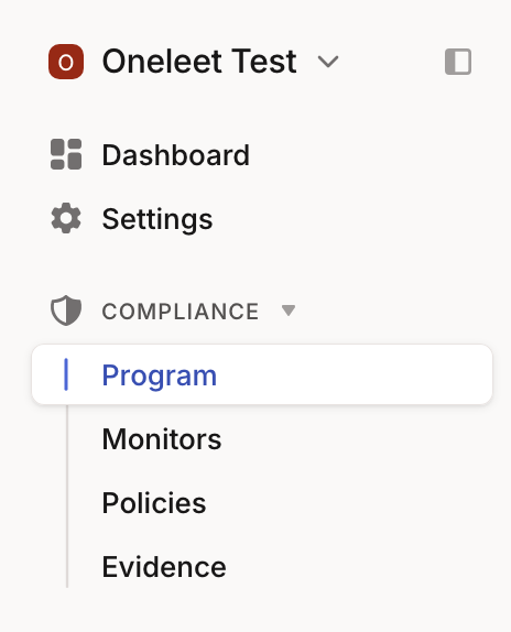 Reduced left navigation as seen by a member with a limited organization role